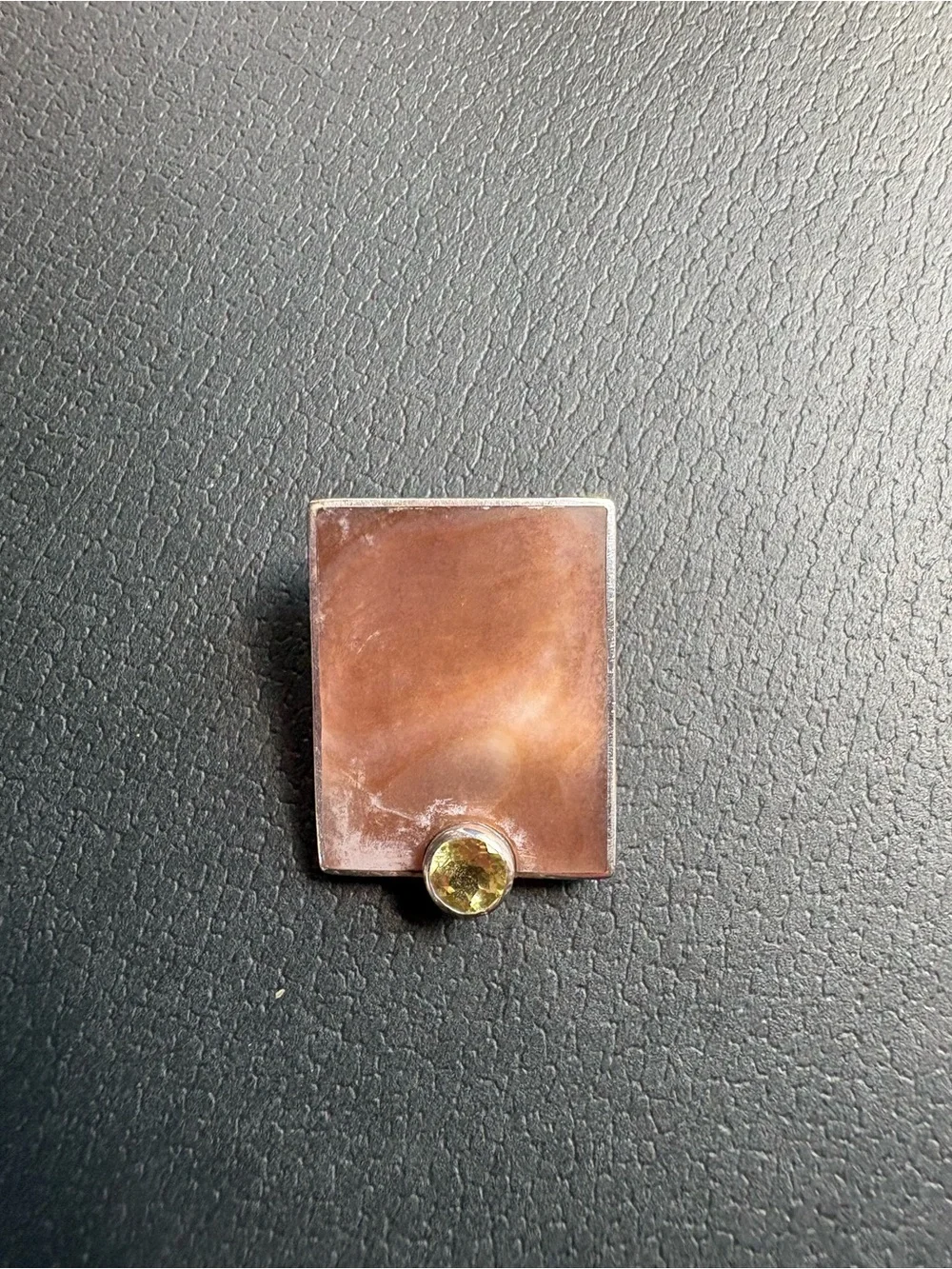 Marta Howell Sterling Silver Golden shell Rectangular Pendant with Citrine